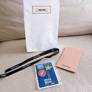 BRAND NEW MIU MIU UNO PIN, RIBBON, SHOPPING BAG AND RECEIPT HOLDER